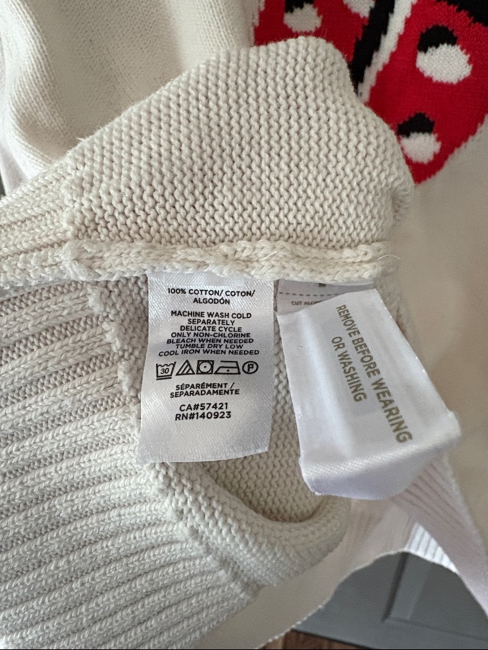 LOFT Boatneck 100% Cotton Ladybug Sweater - Picture 4 of 5